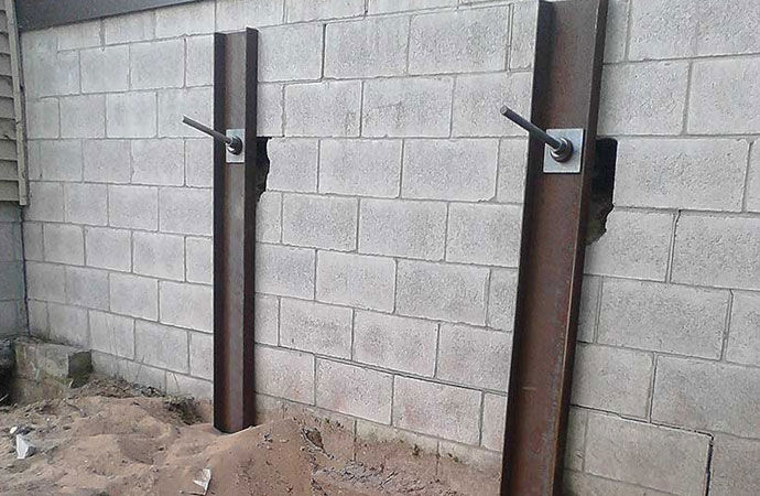 Bowed basement wall repair in Hazel Park, MI
